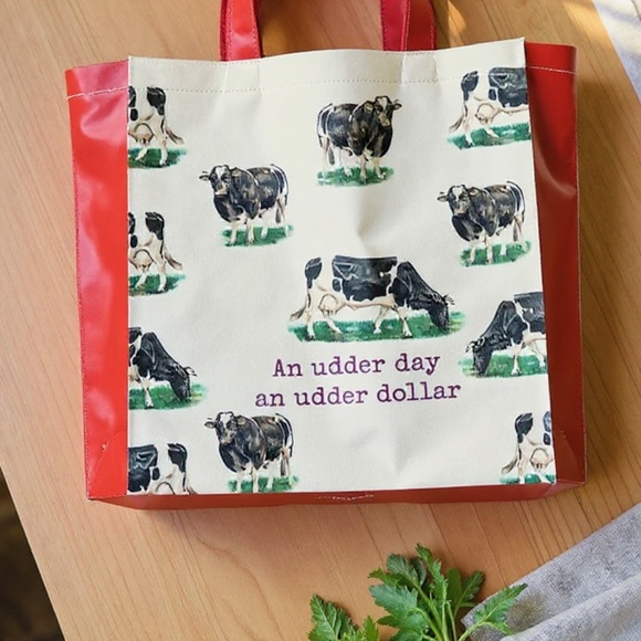 Cow Tote Bag: Funny Farm Animal Reusable Grocery Bag - Picture 2 of 5